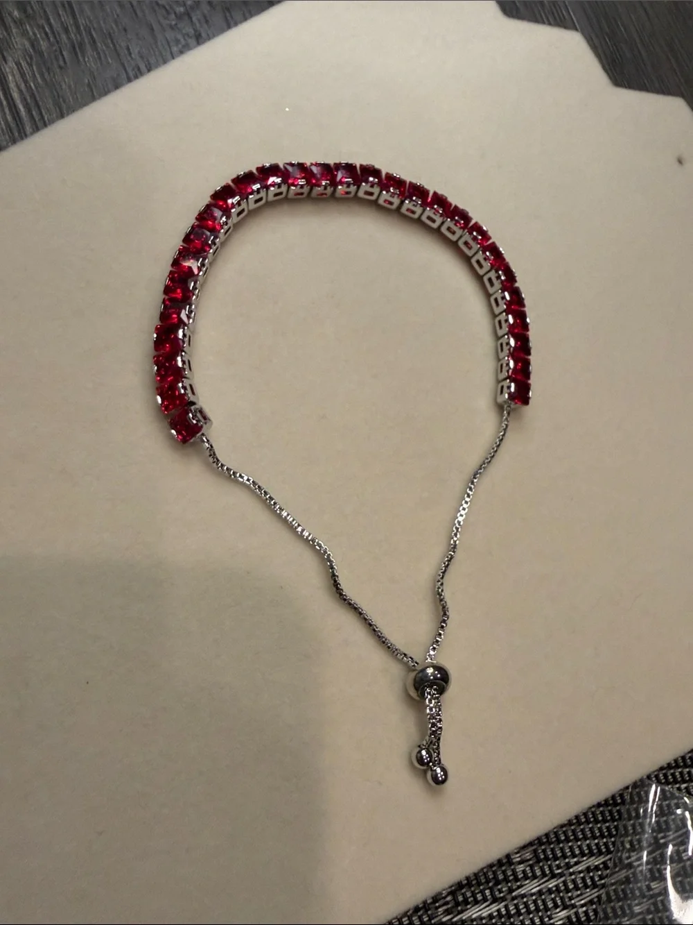 Swarovski Red Crystal Tennis Bracelet in Silver Tone
